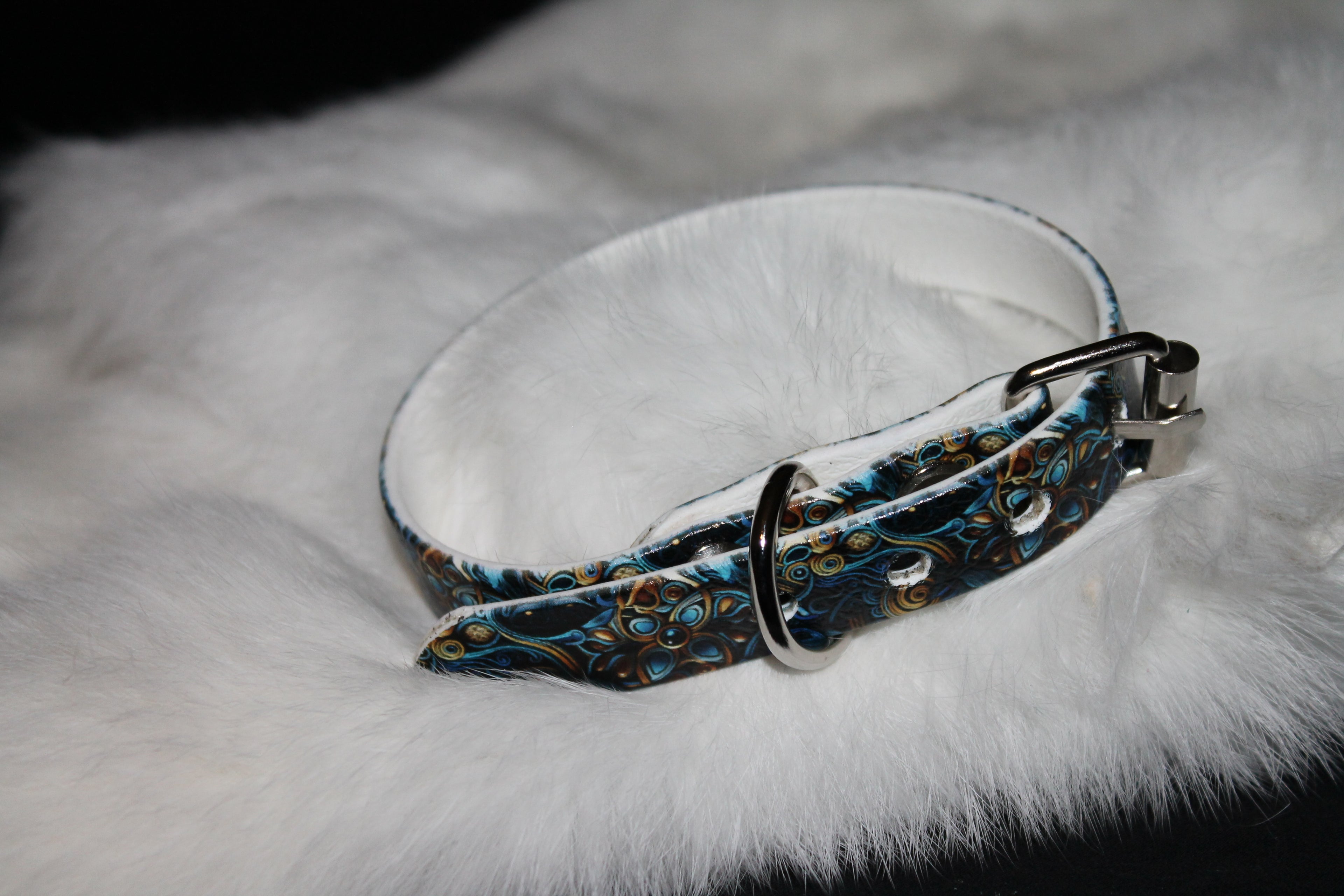 DIY biothanes Halsband, Blau-Gold, Gr. 20-23 cm, 1,5 cm breit