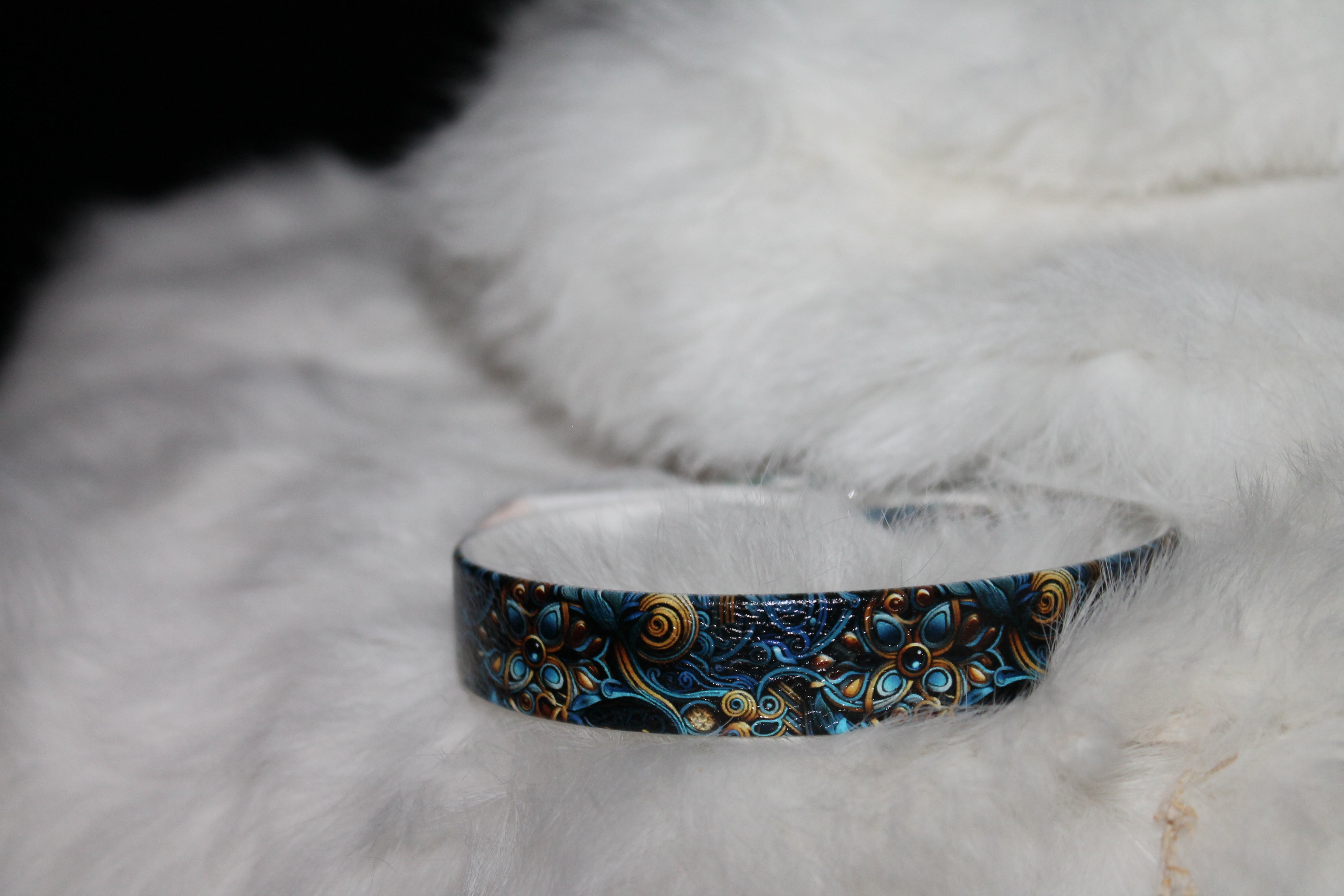 DIY biothanes Halsband, Blau-Gold, Gr. 20-23 cm, 1,5 cm breit