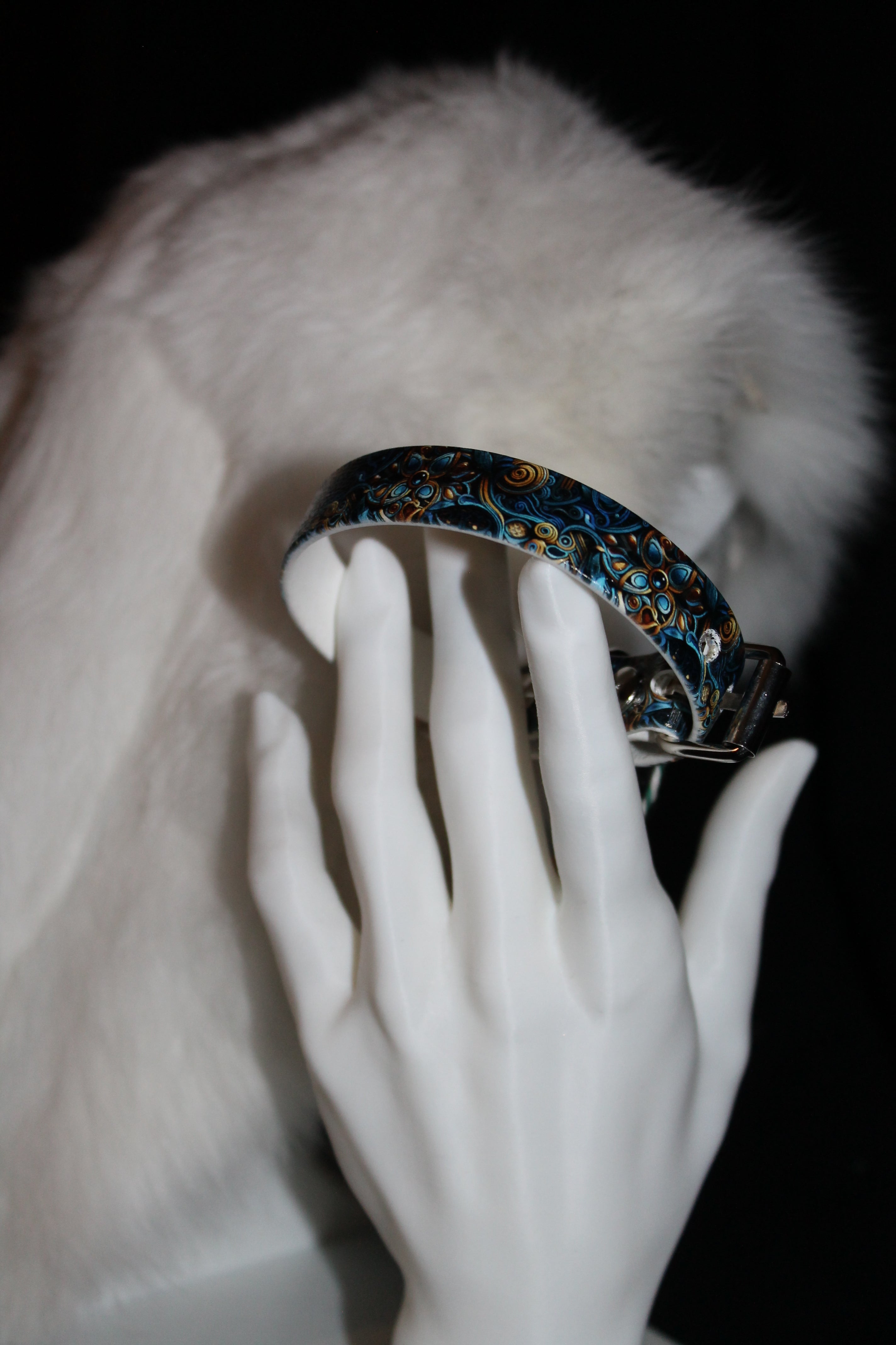 DIY biothanes Halsband, Blau-Gold, Gr. 20-23 cm, 1,5 cm breit