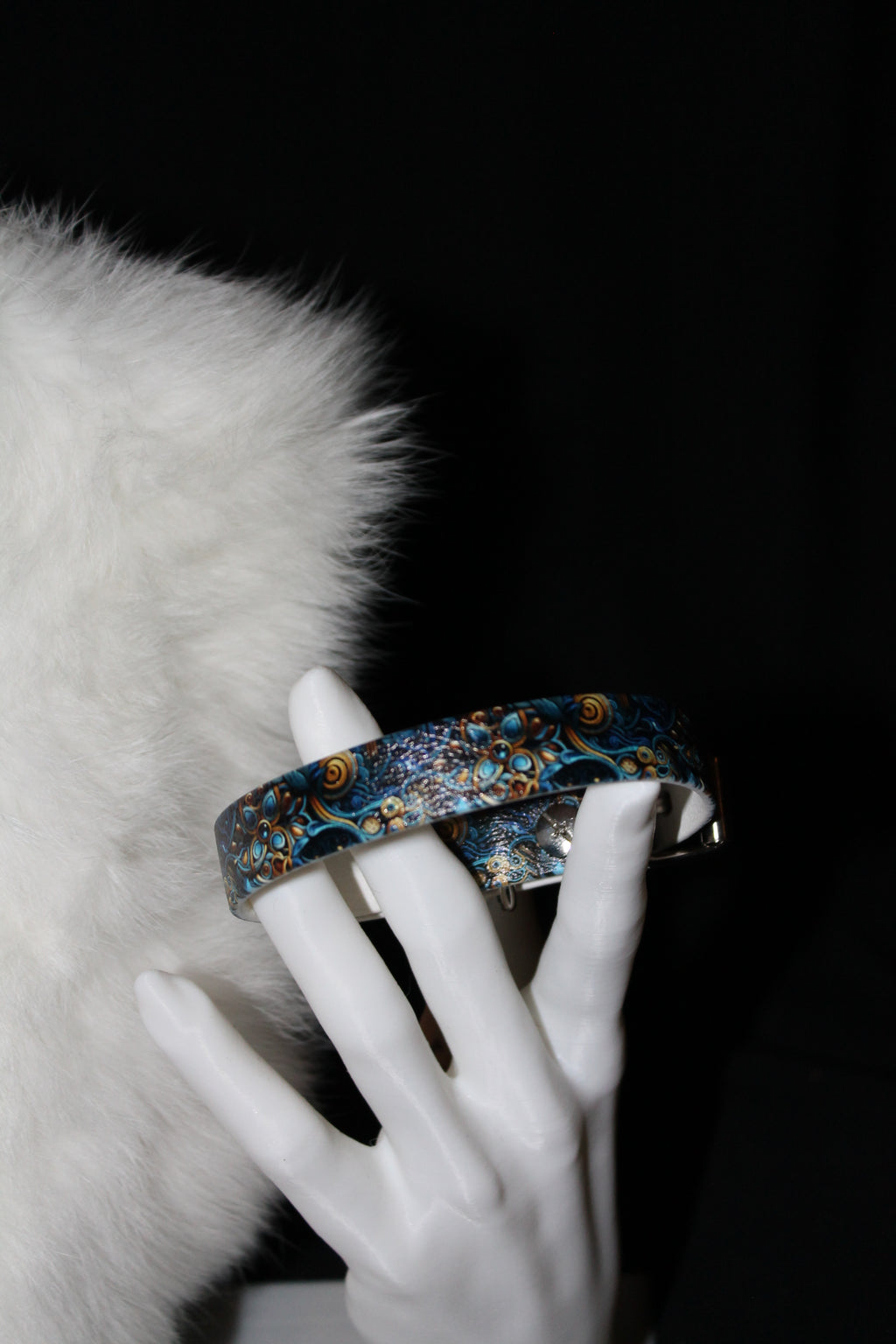 DIY biothanes Halsband, Blau-Gold, Gr. 20-23 cm, 1,5 cm breit