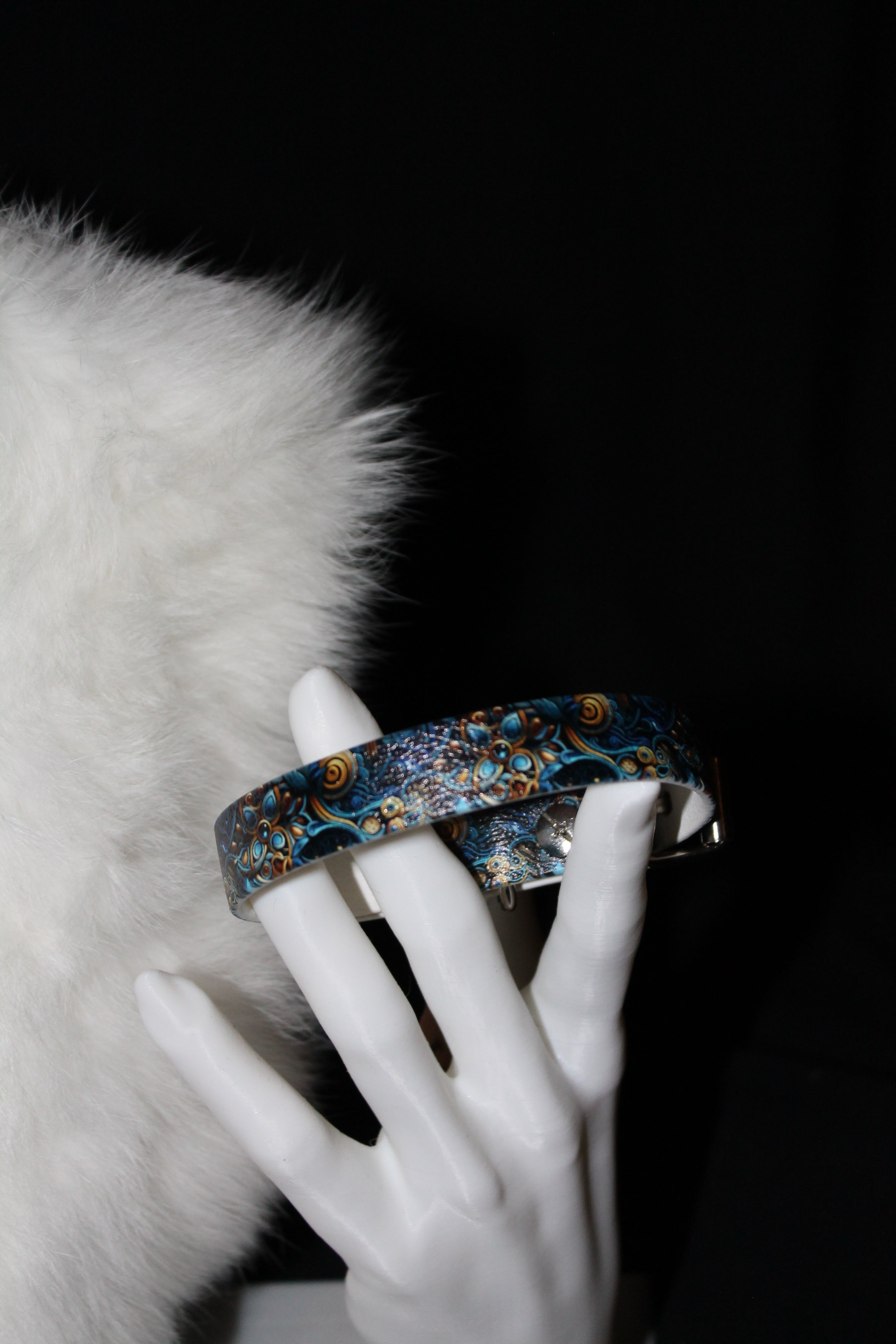 DIY biothanes Halsband, Blau-Gold, Gr. 20-23 cm, 1,5 cm breit