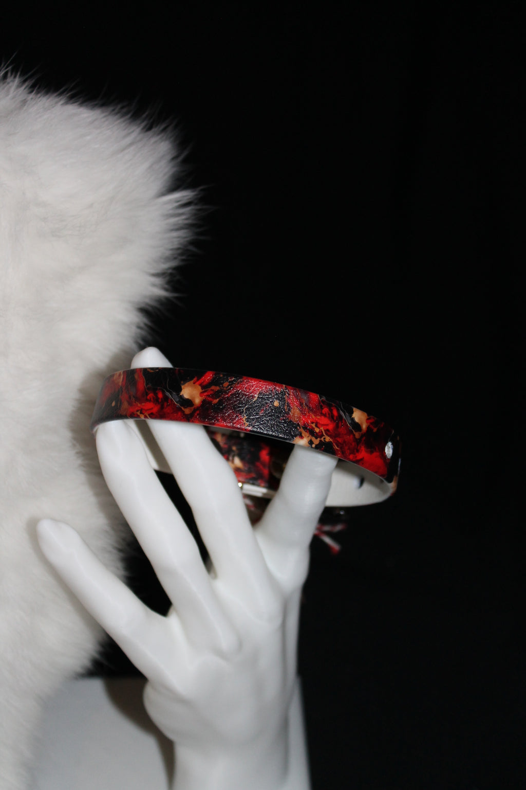 DIY biothanes Halsband Rot-Schwarz-Gold meliert, Gr. 19 -24 cm 1,5 cm breit