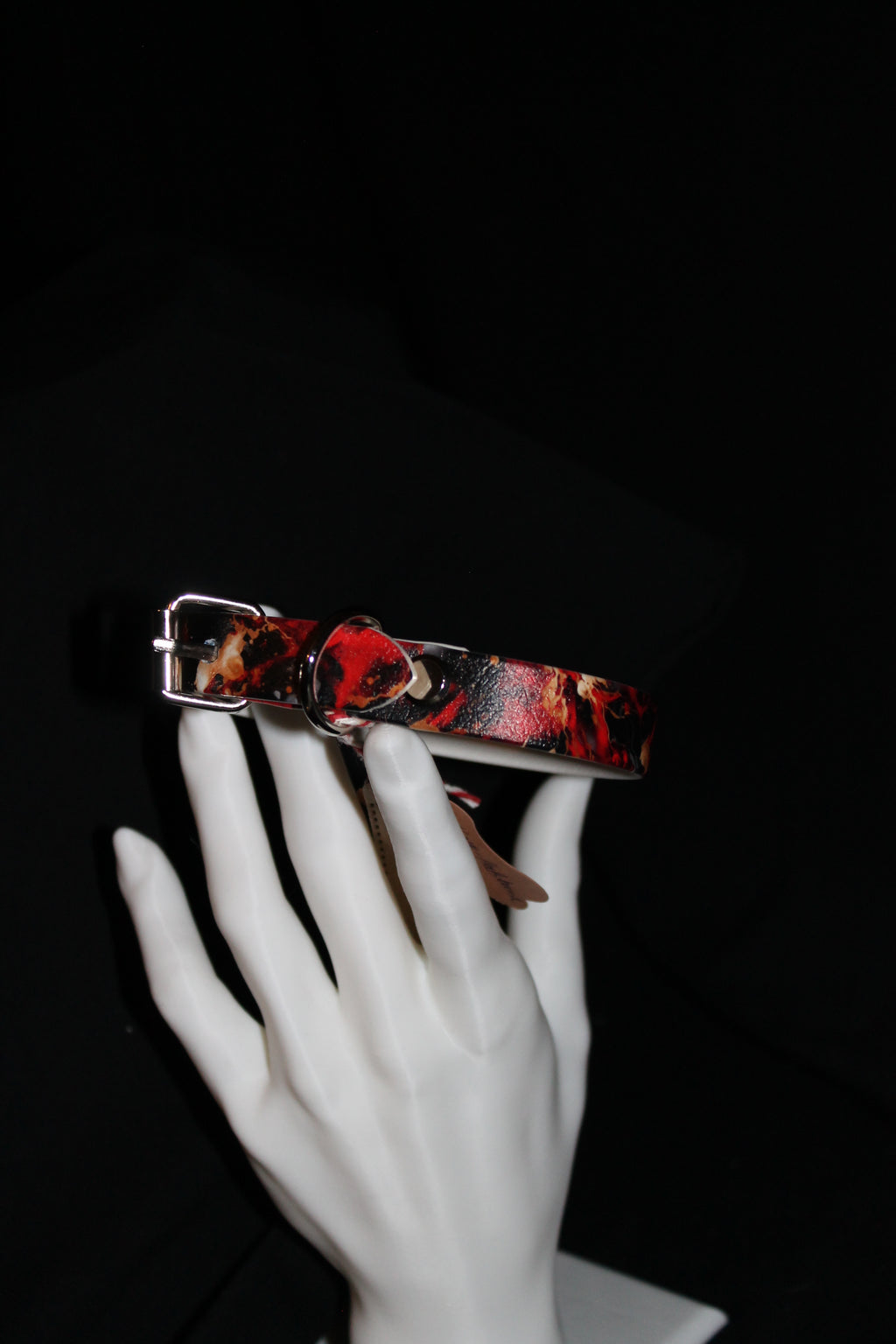 DIY biothanes Halsband Rot-Schwarz-Gold meliert, Gr. 19 -24 cm 1,5 cm breit
