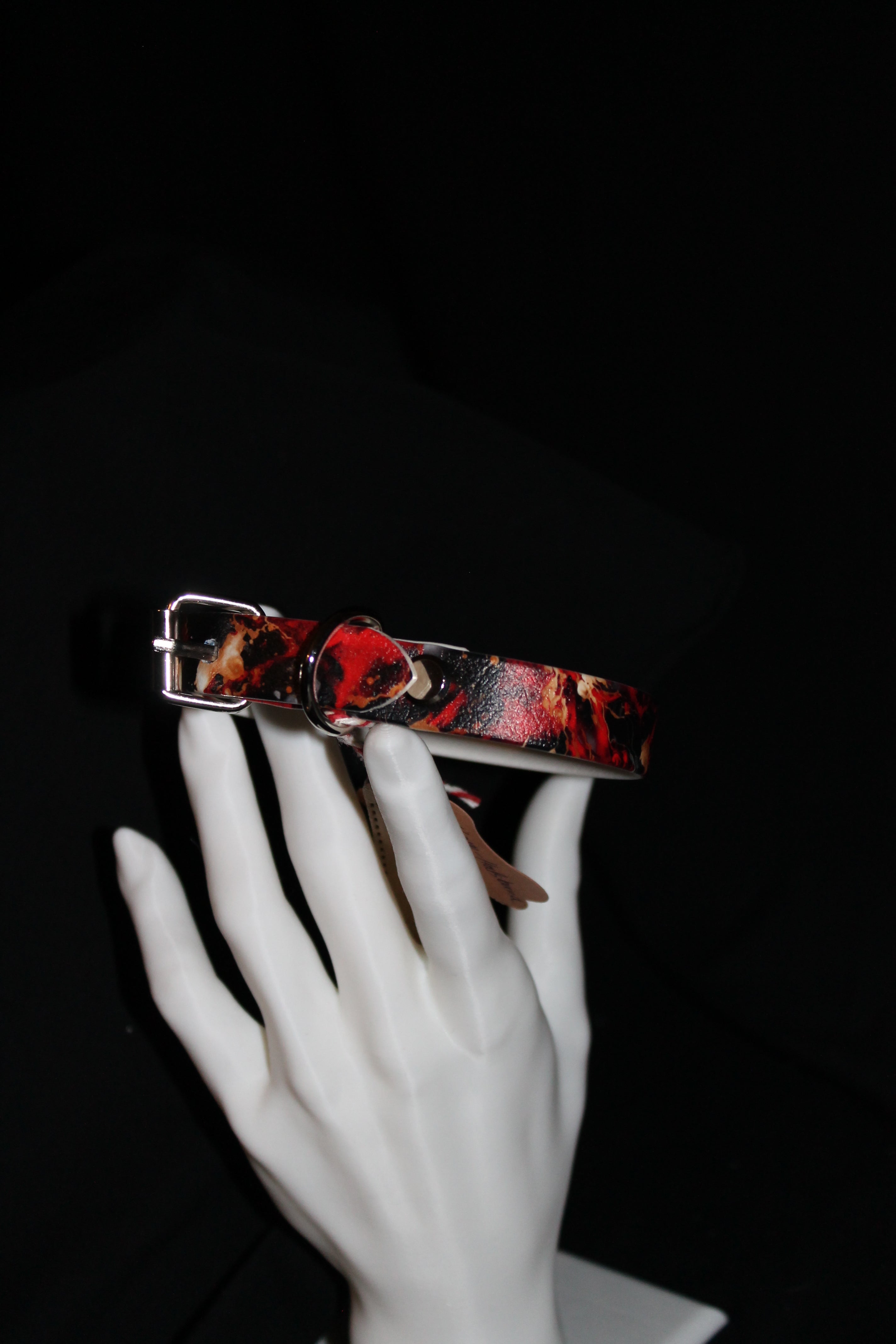 DIY biothanes Halsband Rot-Schwarz-Gold meliert, Gr. 19 -24 cm 1,5 cm breit