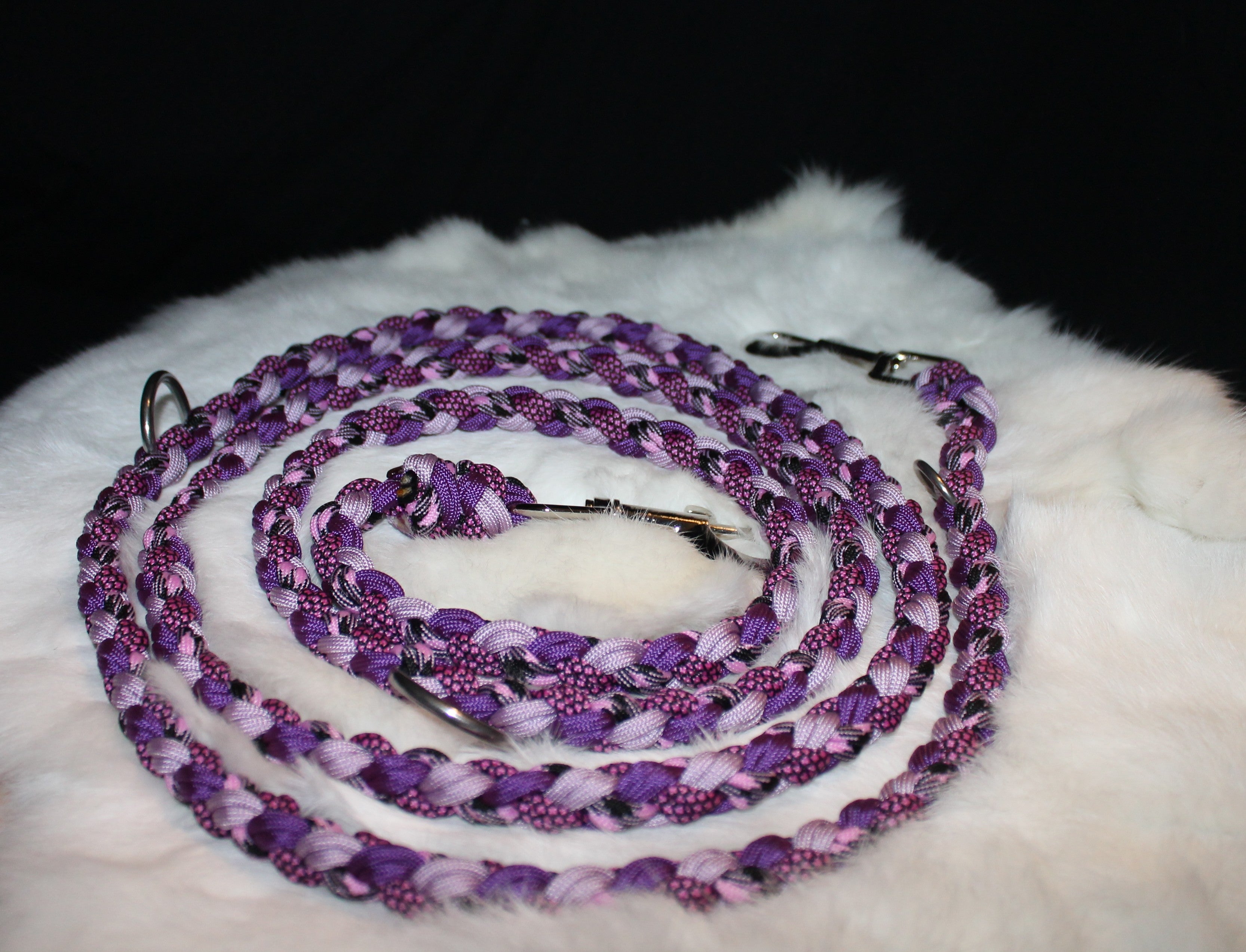DIY Paracord 3-fach verstellbare Umhängeleine, Lila, 241 cm inkl. Karabiner