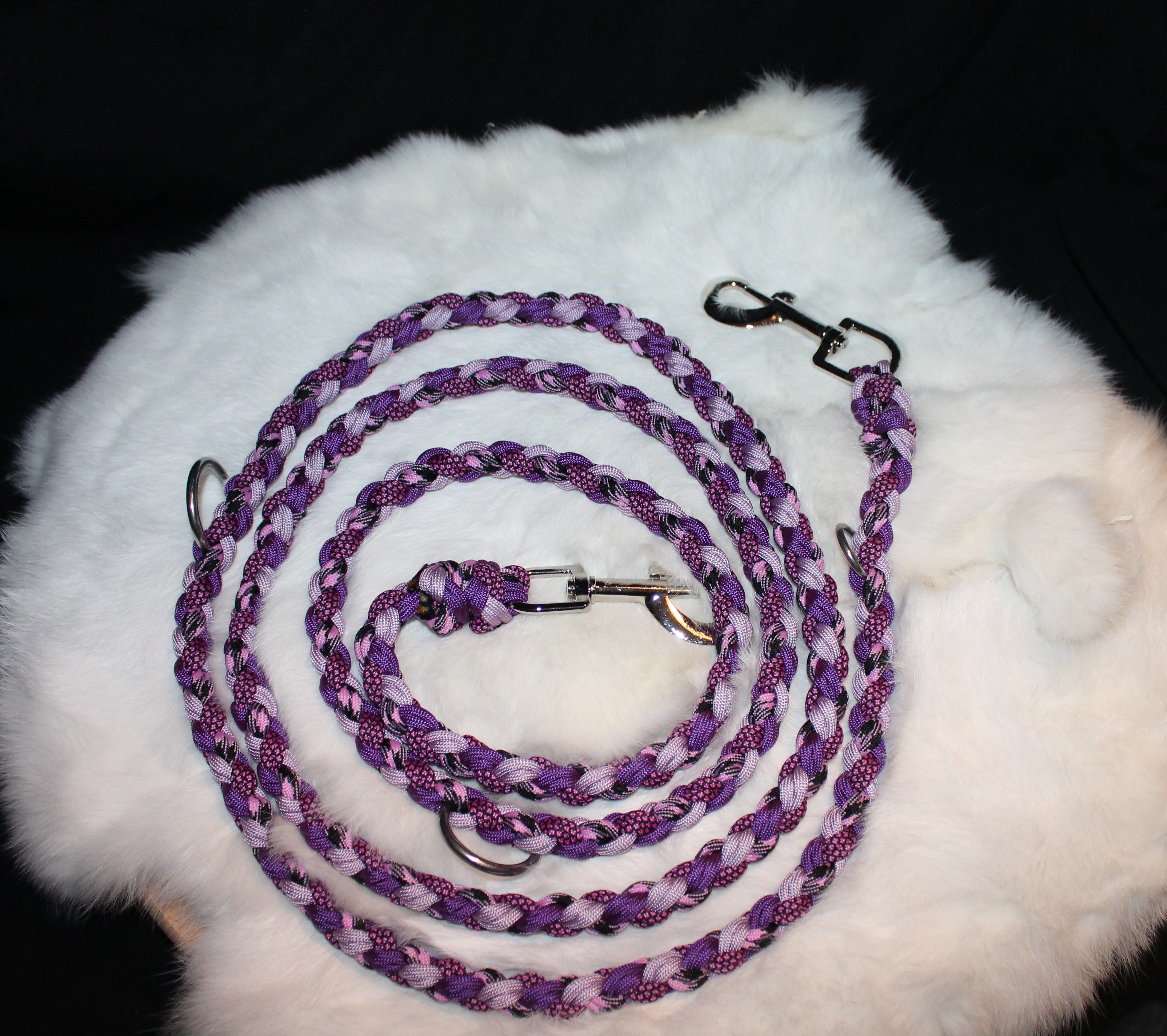 DIY Paracord 3-fach verstellbare Umhängeleine, Lila, 241 cm inkl. Karabiner