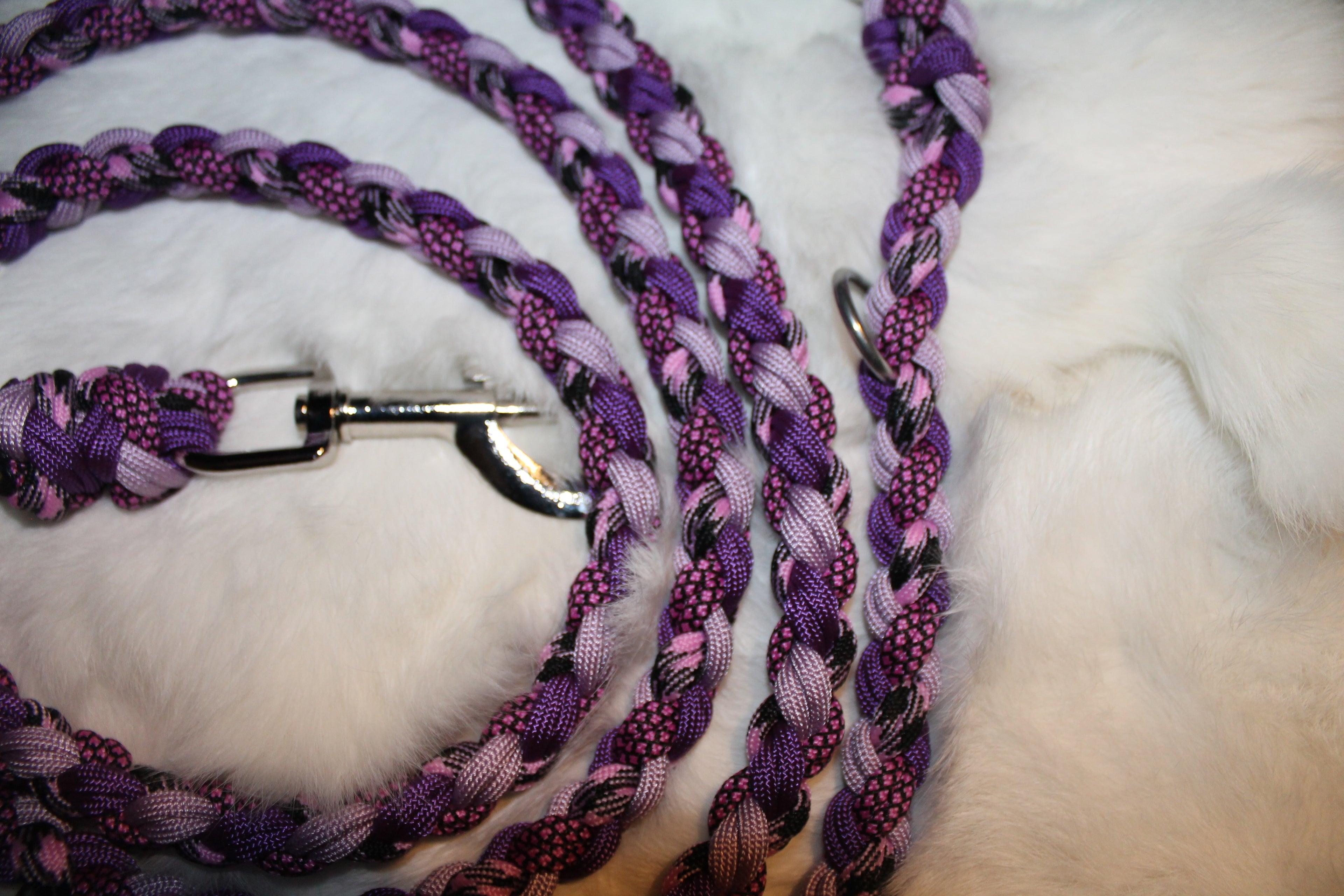 DIY Paracord 3-fach verstellbare Umhängeleine, Lila, 241 cm inkl. Karabiner