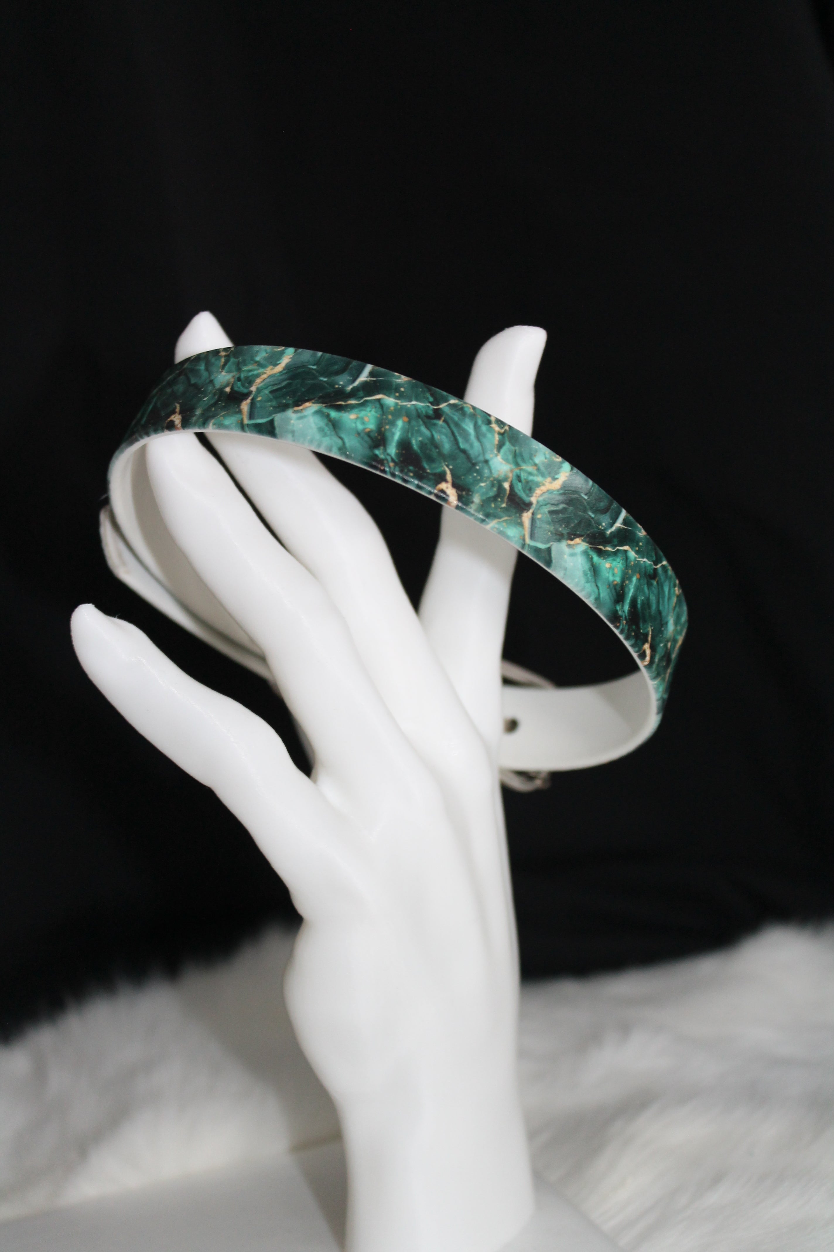 DIY biothanes Halsband Grün-Gold meliert, Gr. 32-36 cm, 2 cm breit
