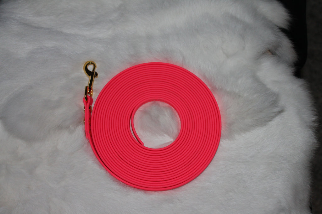 DIY Biothane Schleppleine, 6,15 m inkl. Karabiner, Pink mit kleinem Karabiner für kleinere zarte Hunde z. B. Italienisches Windspiel
