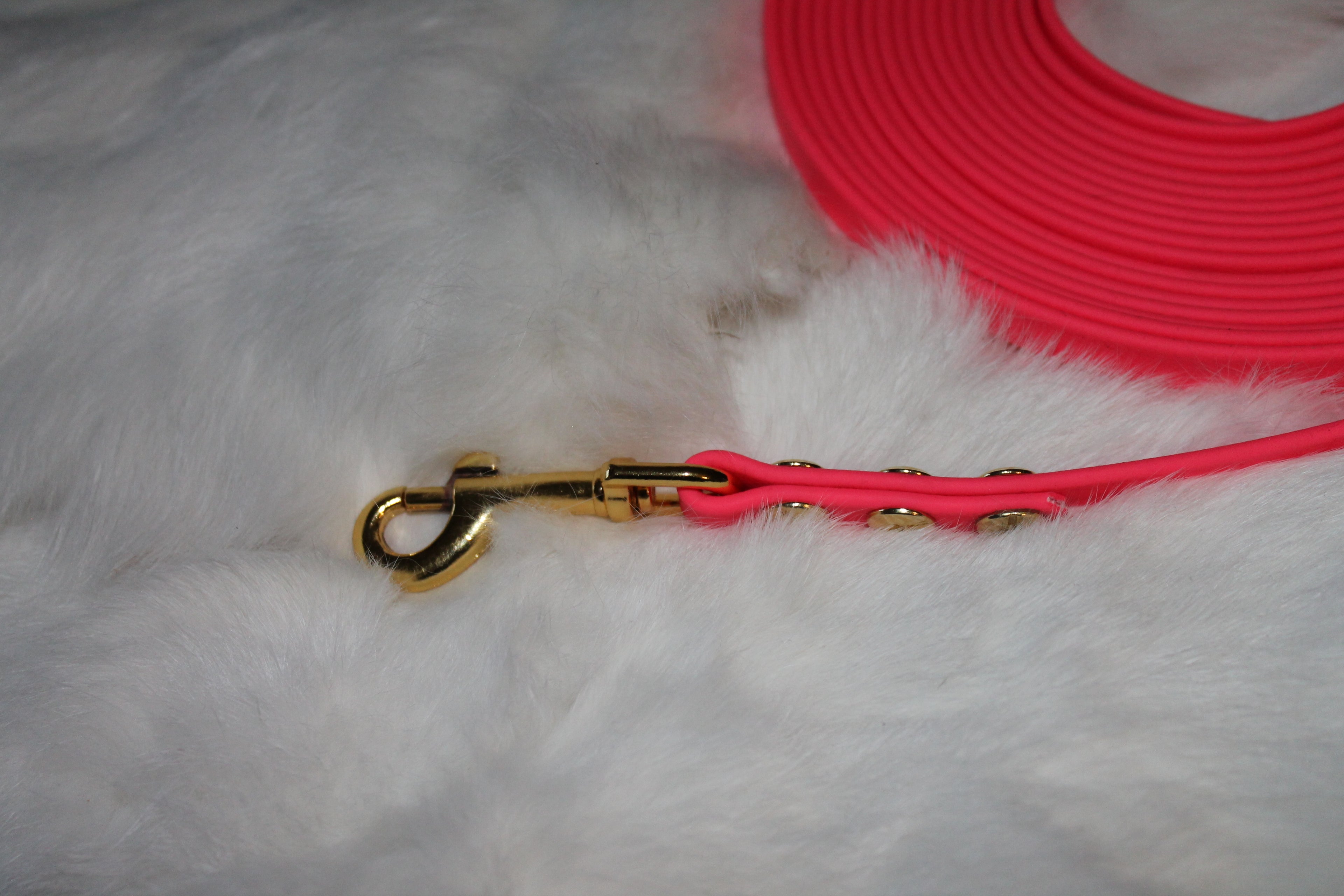 DIY Biothane Schleppleine, 6,15 m inkl. Karabiner, Pink mit kleinem Karabiner für kleinere zarte Hunde z. B. Italienisches Windspiel